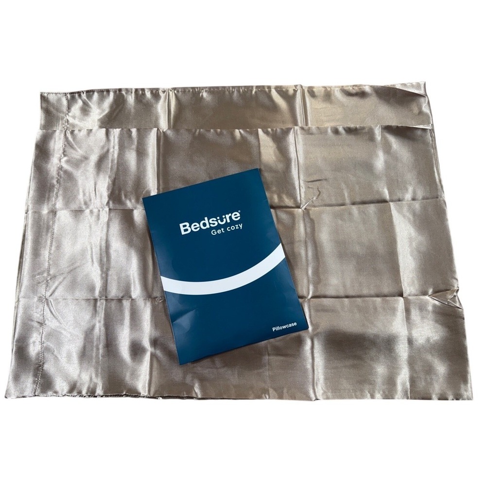 Bedsure Satin Pillowcases Queen Set of 2 Taupe Envelope Closure Polyester Silk